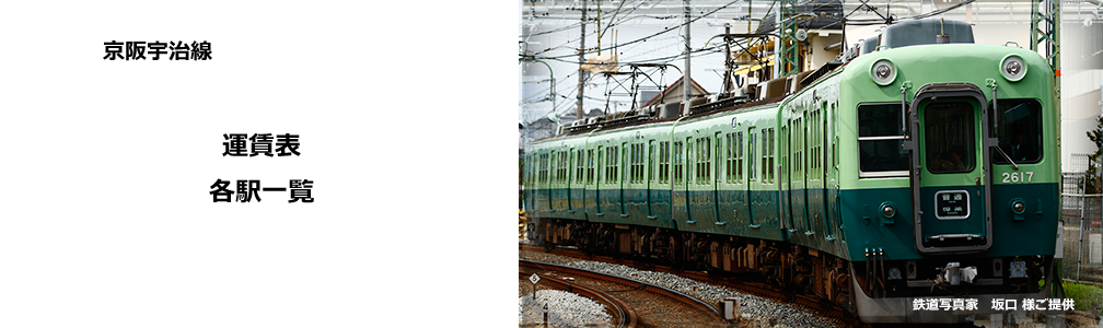 京阪電鉄宇治線（京阪宇治線）運賃表